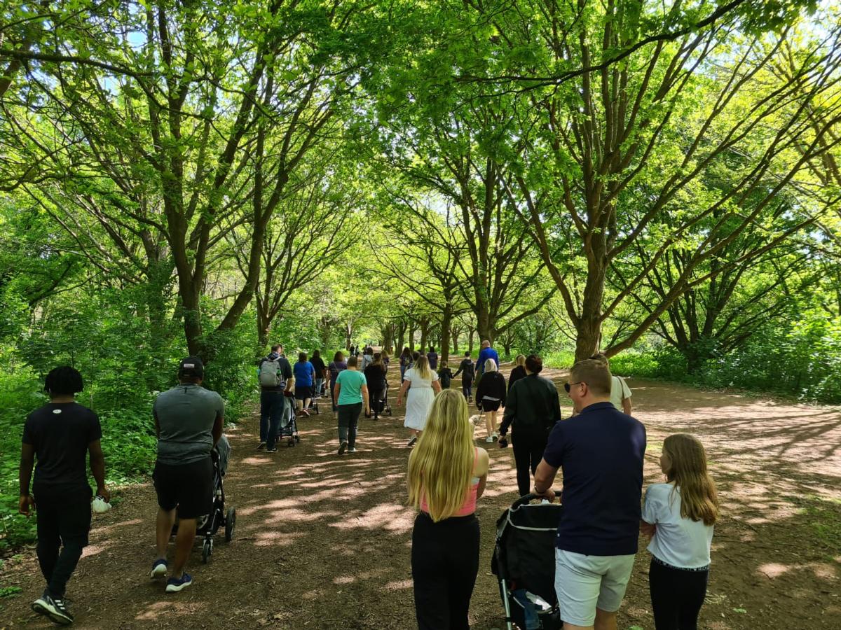 Wellbeing walk at Delapre Abbey in 2023 for Maternal MH Awareness Week