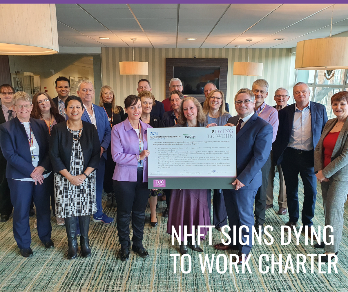 Image to support the blog article on NHFT signing up to the TUC Dying to work charter