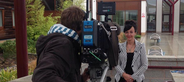 Film crew with Angela Hillery