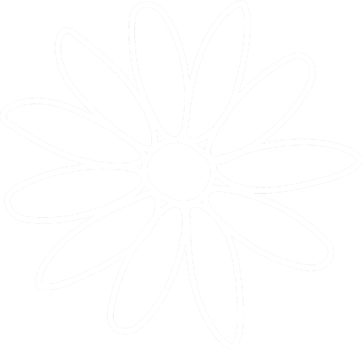 White outline of a flower