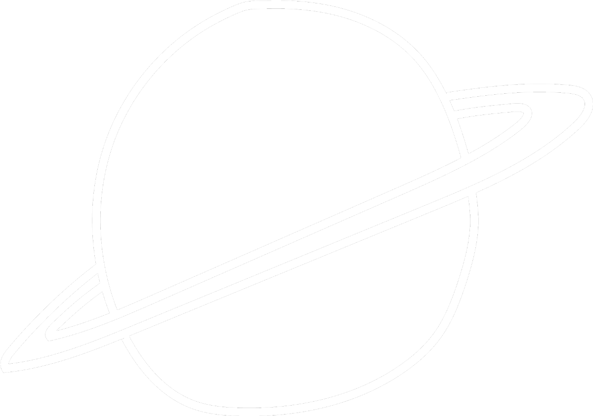 White outline of a planet