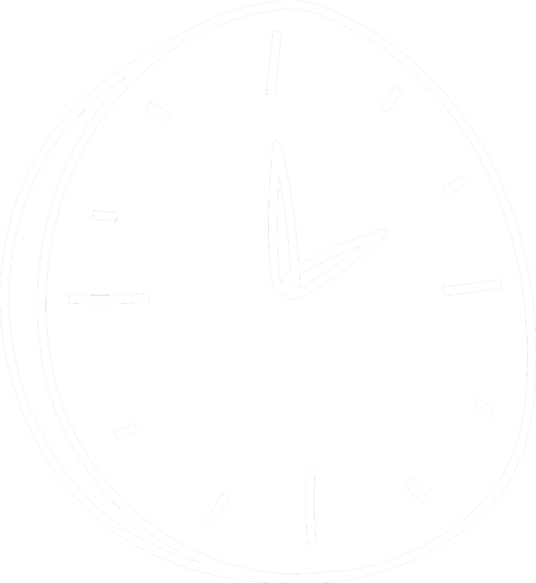 White outline of a clock