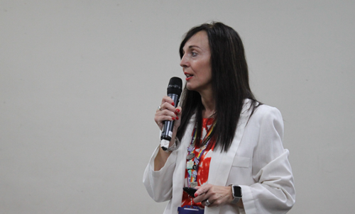 Angela Hillery speaking at a public meeting