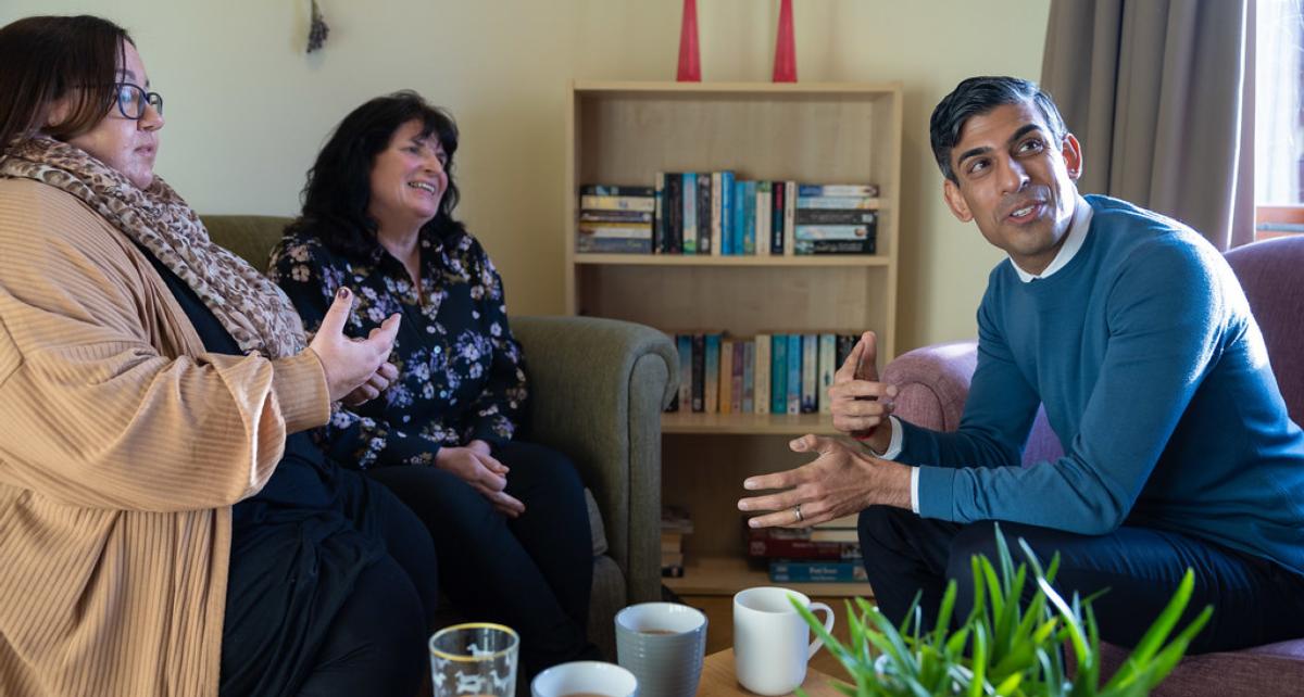 Rishi Sunak chats with mental health experts by experience Sophie Green and Sharon Gibbard