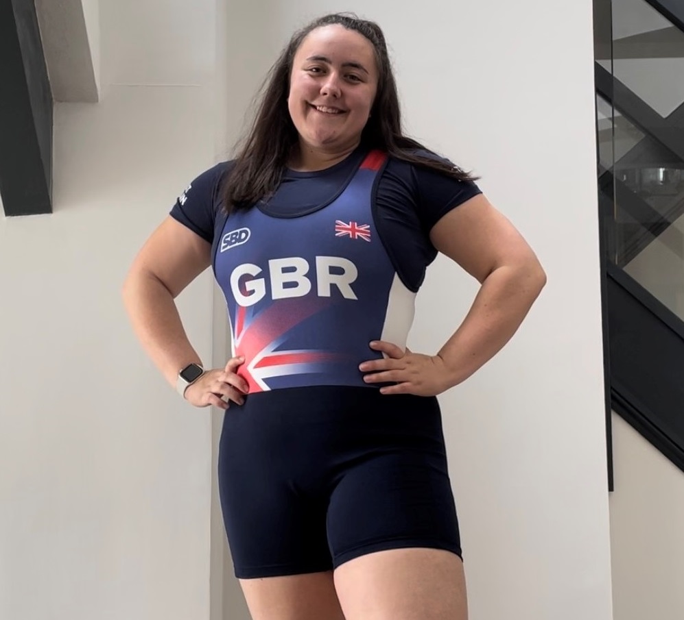 Harriet Waite powerlifter in Team GB singlet