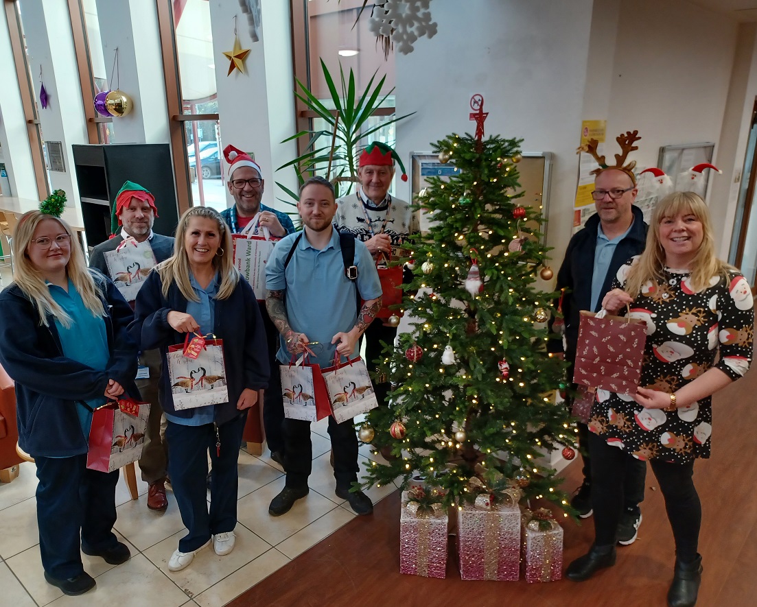 Northants Health Charity handing out Christmas gifts at Berrywood Hospital