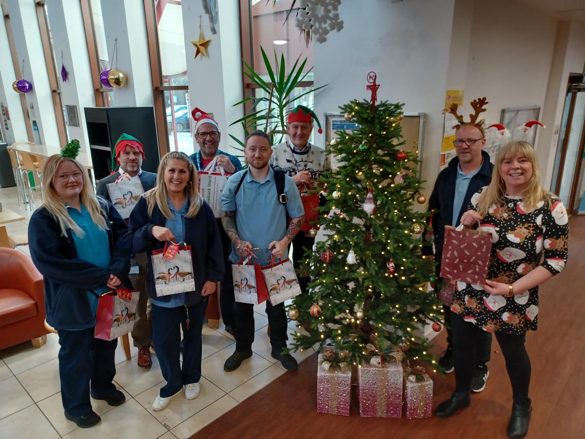 Northants Health Charity handing out Christmas and Xmas gifts at Berrywood