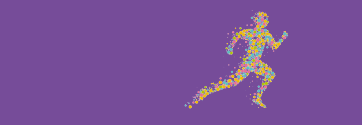 recovery college running man against a purple background